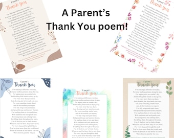 Carta de agradecimento aos pais para impressão, presente de fim de ano para professores de creche, arte de parede para o dia dos professores, presente para impressão