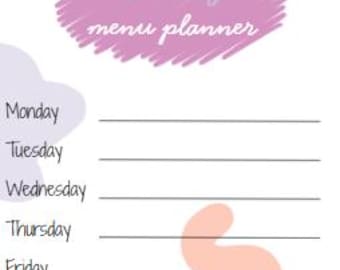 Planificador de menú semanal editable / Plantilla digital de Canva / Colores pastel arcoíris / Descarga instantánea