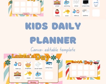 Horário infantil editável - Organizador de horários divertido e colorido para crianças