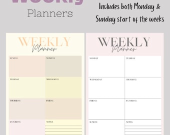 Planificador semanal digital, resumen semanal y lista de tareas semanales