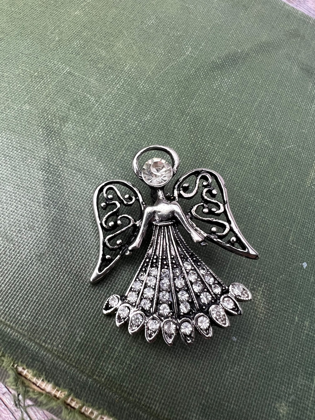 Ruby Angel Pin Metal and Clear Rhinestone Angel Pin - Etsy