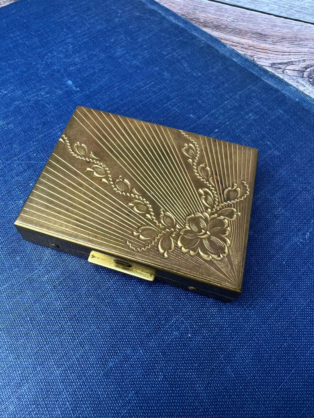 Vintage Brass Makeup Compact With Mirror Etsy