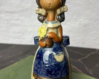 Vintage Counterpoint Stoneware Girl Bell Figurine