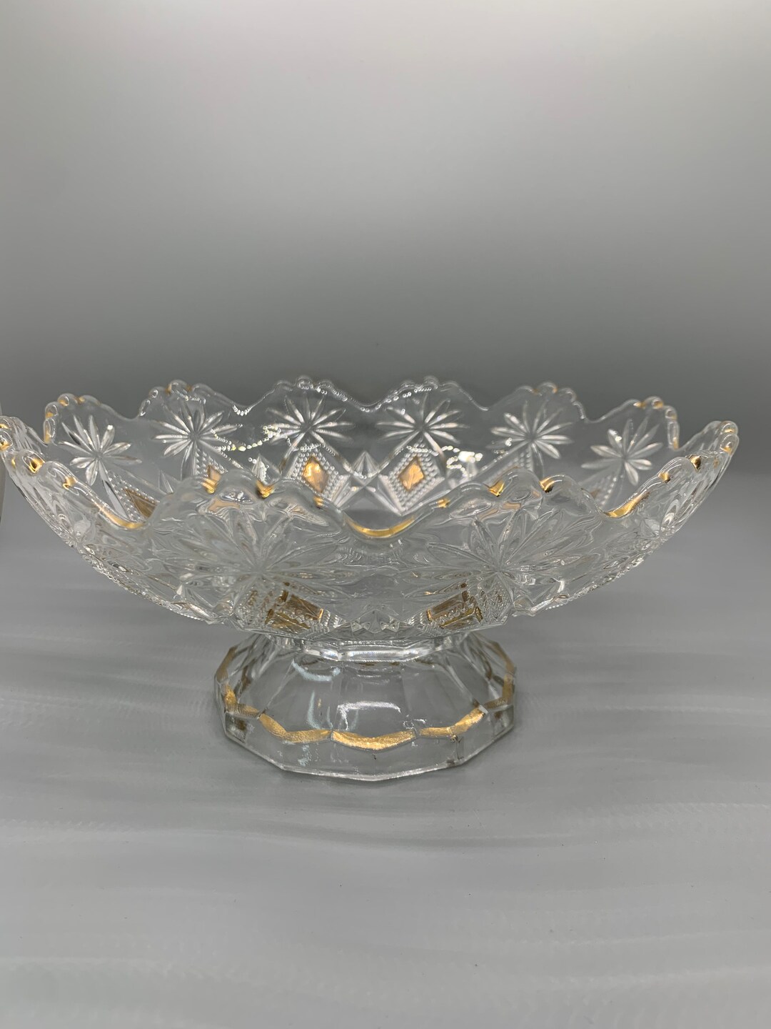 Vintage Glass Fruit Bowl With Gold Trim Etsy