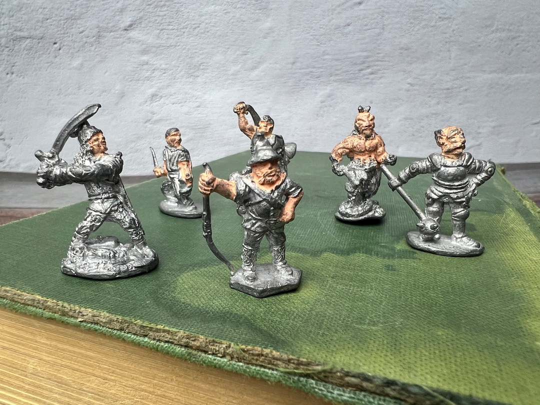 Vintage DND Hand Painted Pewter Miniature Figurines, Retro RPG