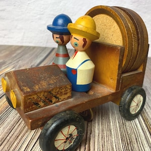 Vintage Barware and Coasters Wooden Jeep Set by Davar from Japan