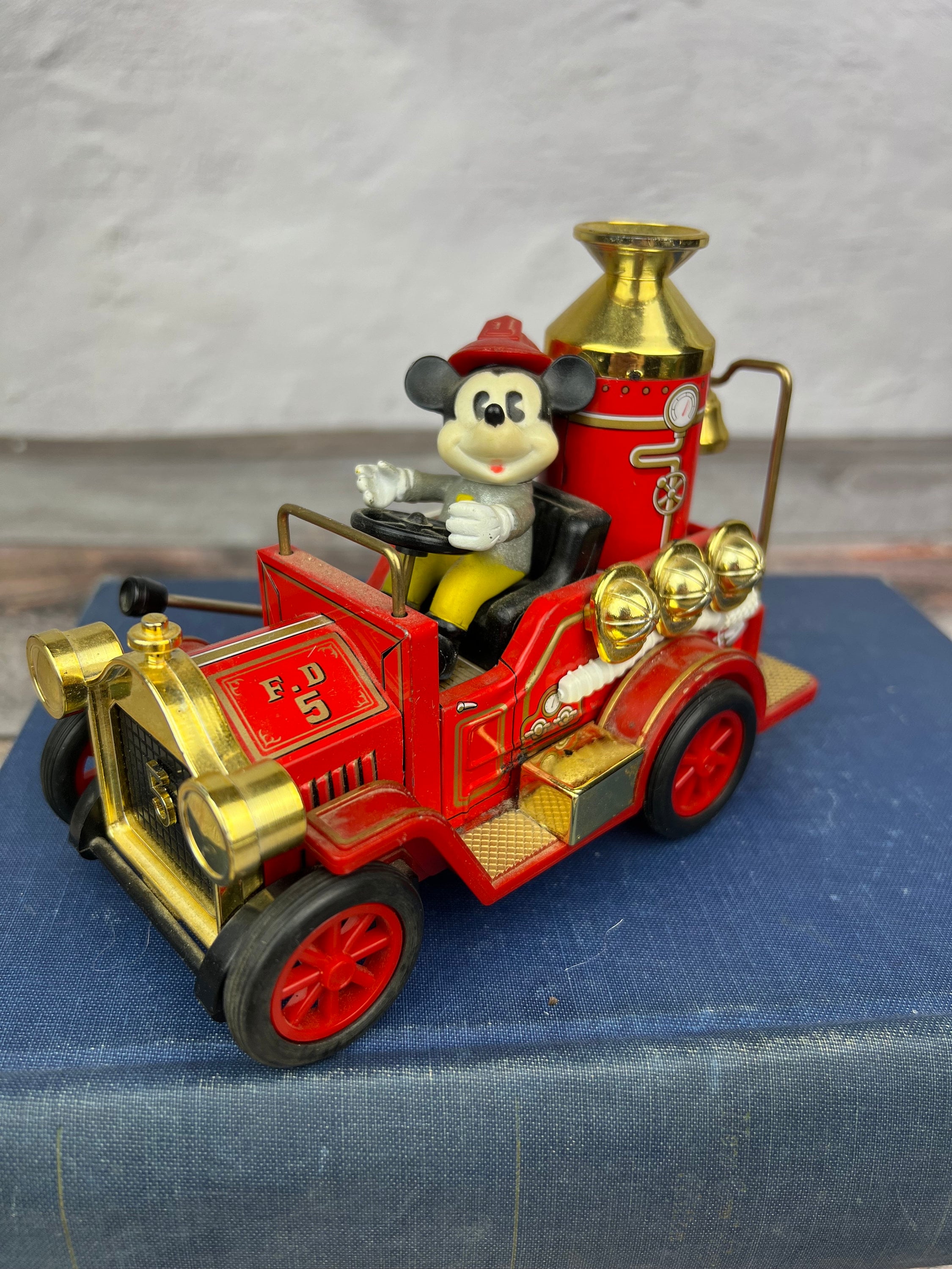Vintage Mickey Mouse Fire Truck Toy Disney Made in Japan Etsy