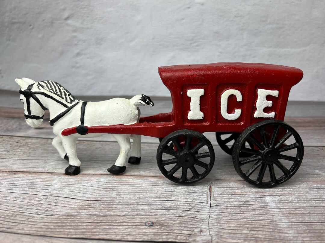 Vintage Cast Iron Horse Drawn Ice Wagon Etsy
