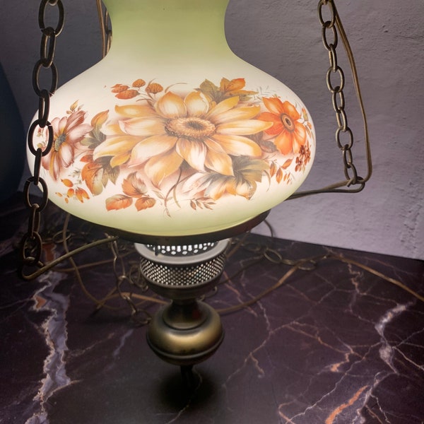 Vintage Floral Hurricane Hanging Ceiling Lamp