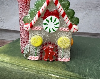 Vintage Hallmark Gingerbread House adorno de plástico