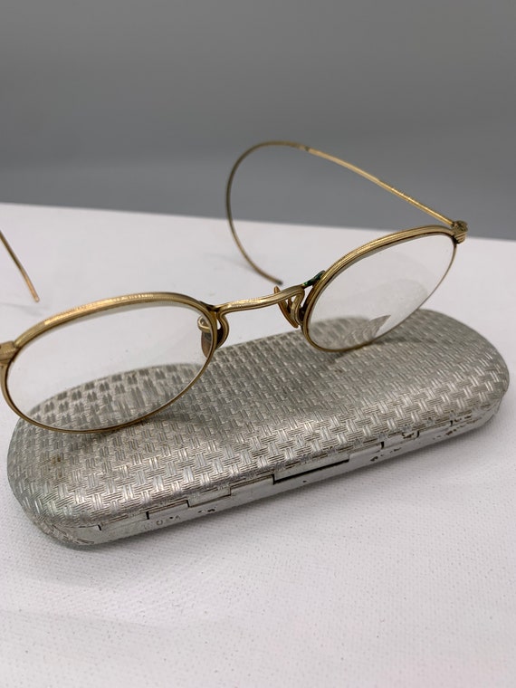 Vintage Metal Frames Glasses with Gray Case