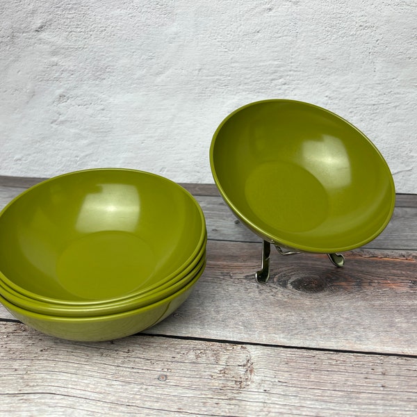 Vintage Avacado Green Melamine Bowls