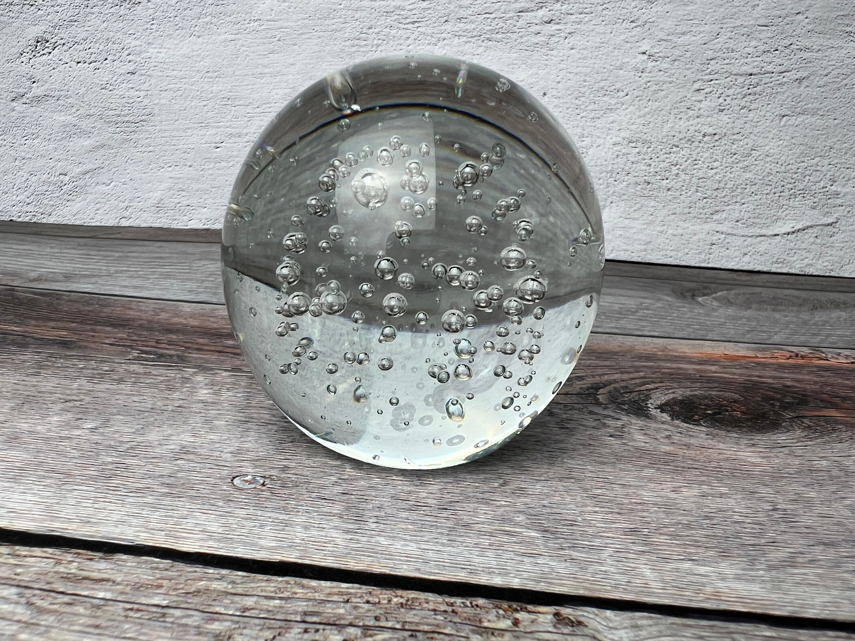 Clear Bubble Glass Paperweight Etsy