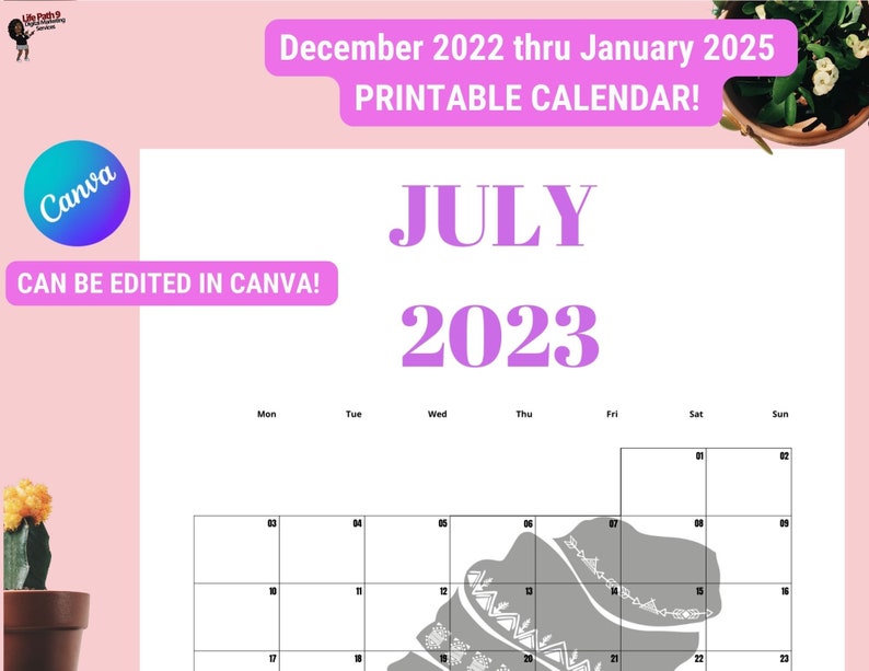 2023 THRU JAN 2025 Printable and Customizable Canva Desk Etsy