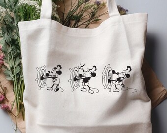 Bolso de mano Steamboat Willie, bolso de mano inspirado en la magia, bolso de parque temático, accesorios inspirados en la magia, bolso de mano de inspiración vintage, parque temático retro