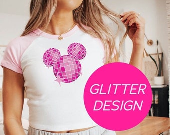 Disco mouse, Mirrorball Disney Shirt, Subtle theme park Shirt, Glitter Shirt, Y2K  Shirt, Subtle theme park Crop Top, mouse Crop Top
