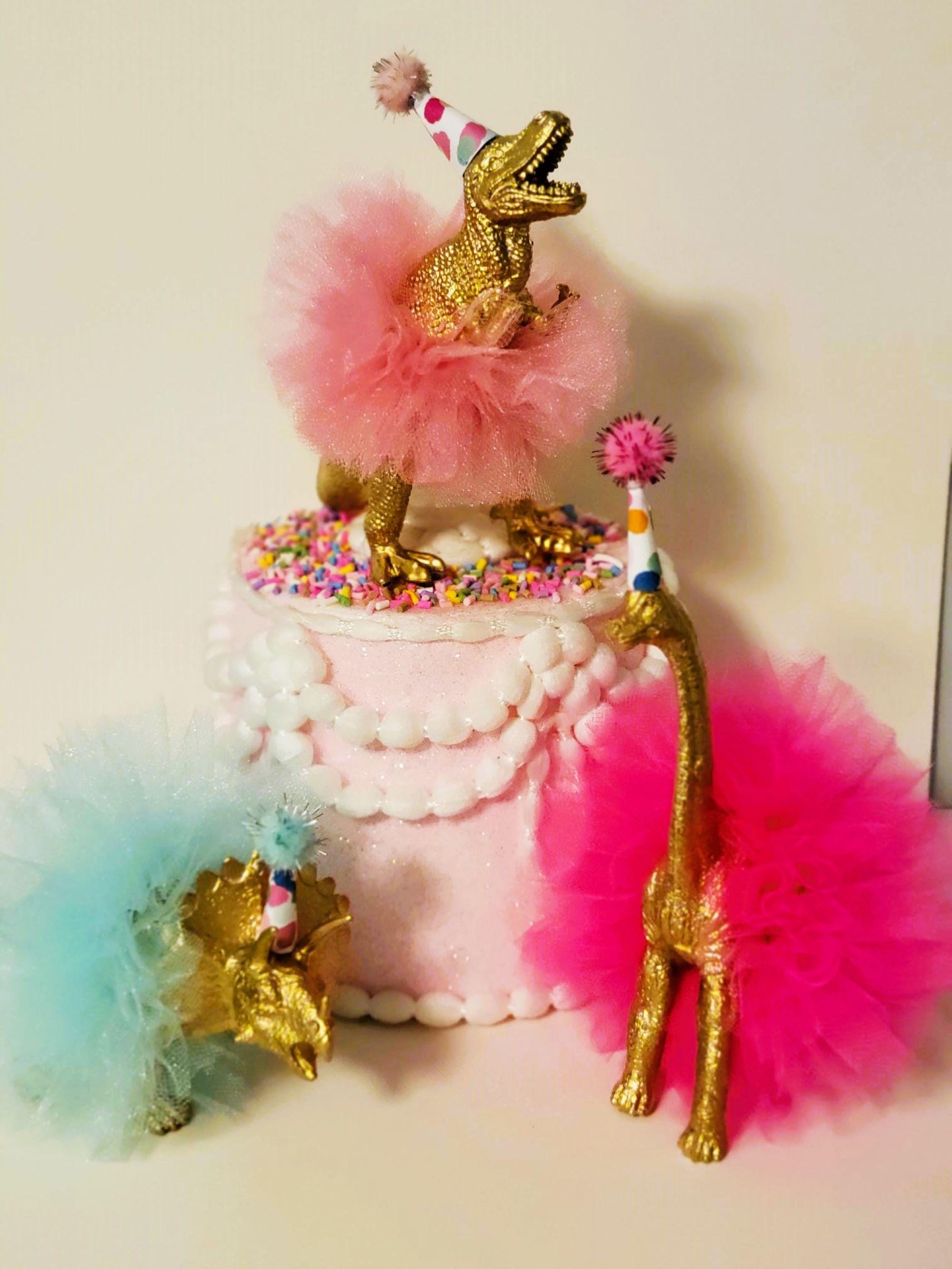 Custom~SMASH CAKE MINI Gold Dinosaur for birthday~decorations~cake topper~girl dinosaur birthday party