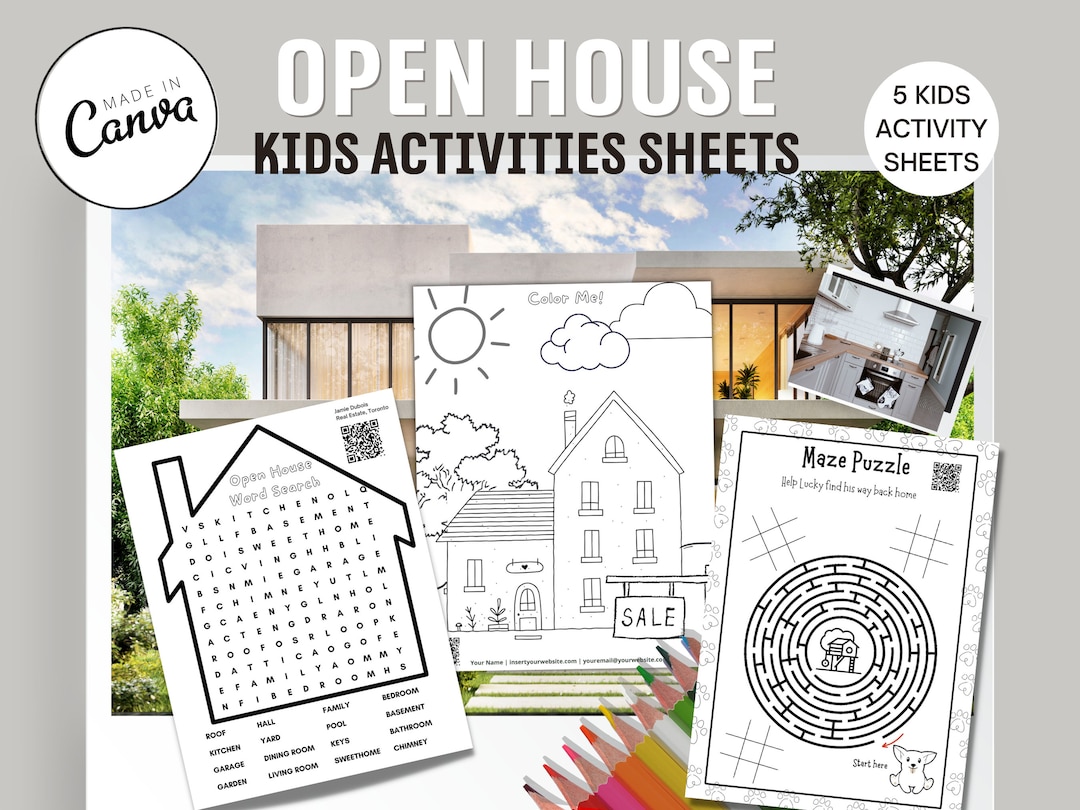 Open House Activity Sheets Printable for Kids Real Estate - Etsy