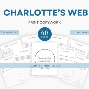 Charlotte's Web Primary Print Kopieerwerk, Charlotte Mason Copywork, Handschriftoefening, Homeschool Printable, Ochtendmenu, Natuurstudie