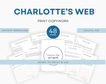 Charlotte’s Web Print Copy Work, Charlotte Mason Copywork, Handwriting Practice, Homeschool Printable, Morning Menu, Nature Study