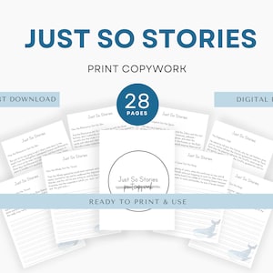 Just So Stories Print Copy Work, Charlotte Mason Copywork, Handwriting Practice, Homeschool Printable, Morning Menu, Poetry Tea Time