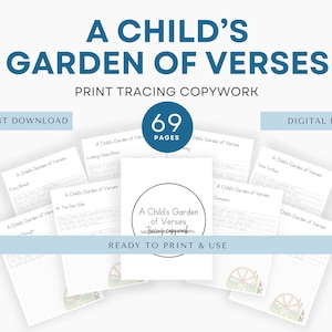 Ein Kindergarten der Verse Nachverfolgungs-Kopie-Arbeit, Charlotte-Mason-Kopie, Handschrift-Übung, Hausschule druckbar, Morgen-Menü, Gedichte-Tee