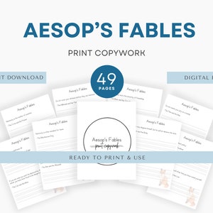Aesop Fabeln Druck Kopierarbeit, Charlotte Mason Copywork, Handschriftpraxis, Homeschool druckbar, Morgenmenü, Poesie Teezeit,