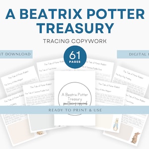 Beatrix Potter Treasury Tracing Kopieerwerk, Charlotte Mason Copywork, Handschriftoefening, Homeschool Afdrukbaar, Ochtendmenu, Natuurstudie