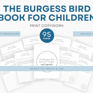 Burgess Bird Book Print Copy Work, Charlotte Mason Copywork, Ćwiczenie pisma ręcznego, Wydruk do nauki w domu, Menu poranne, Badanie natury