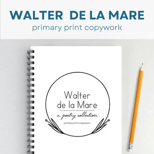 Walter de la Mare Primäre Druck Kopierarbeit, Charlotte Mason, Handschriftpraxis, Homeschool Printable, Morgenmenü, Poesie Teezeit