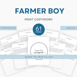 Farmer Boy Print Kopierarbeit, Charlotte Mason Copywork, Handschrift üben, Homeschool Printable, Morgenmenü, Naturstudie Poesie, Tea Time