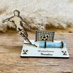 Geldgeschenk Fußball personalisiert aus Holz / Geburtstag / Taufe / Kommunion / Konfirmation / Junge / Geschenk / Gutschein / Namen /günstig