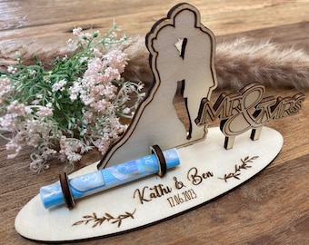 Geldgeschenk zur Hochzeit personalisiert aus Holz / Brautpaar / Geschenk / mit Namen