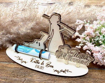 Geldgeschenk lustig zur Hochzeit personalisiert aus Holz / Brautpaar / Geschenk / mit Namen