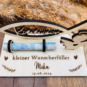 Geldgeschenk zur Kommunion personalisiert aus Holz / Wunscherfüller / besonderes Geschenk / mit Namen Bild 3