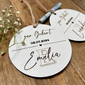 Geldgeschenk und Anhänger zur Geburt personalisiert aus Holz / besonderes Geschenk / Kind / Baby / Gutschein / mit Namen