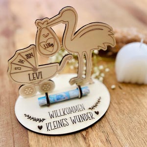 Geldgeschenk zur Geburt personalisiert aus Holz / Baby / Geschenk / Gutschein / Junge / Mädchen / Eltern / Babypinkeln / mit Namen