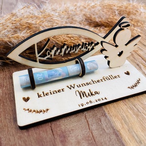Money gift for communion personalized made of wood / wish fulfiller / special gift / with name