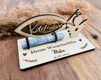 Money gift for communion personalized from wood / wish fulfillment / special gift / voucher / with name / inexpensive