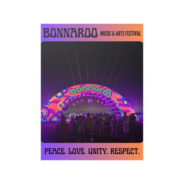 Bonnaroo Music & Arts Festival Concert Poster Peace Love Unity Respect Merch 18" x 24"