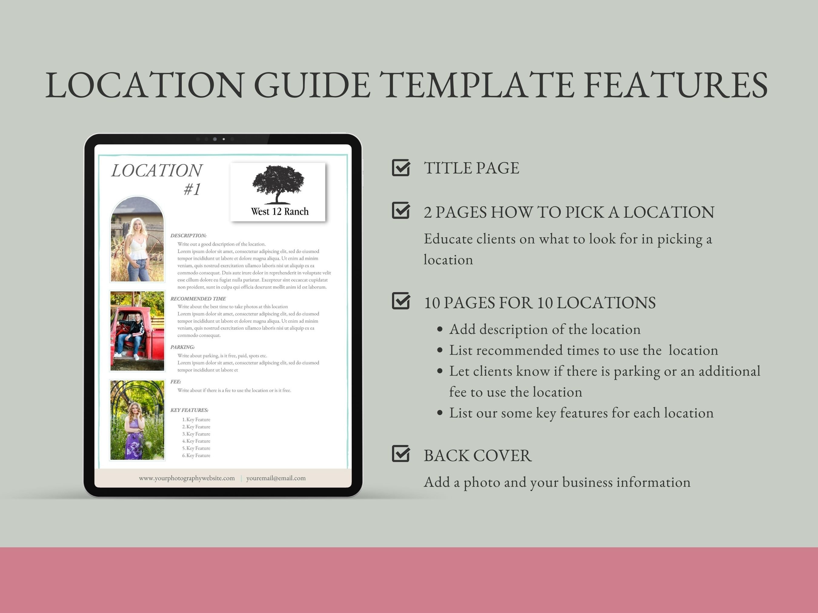 Photography Session Location Guide.pdf Canva Photography Location Guide, Session Location Guide, Photography ...