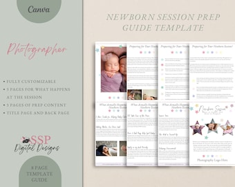 Canva Newborn Portrait Prep Guide, Newborn Portrait Photography, Newborn Session Prep Guide, Canva Photography Prep guide, CANVA template