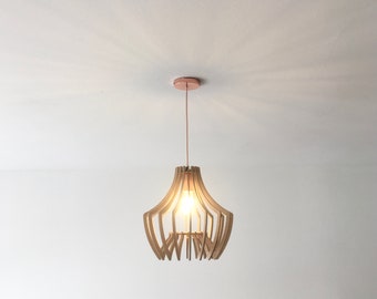 Luz colgante de suspensión de madera / Accesorio de techo de madera / Pantalla de lámpara