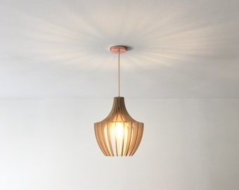 Wood Suspension Pendant Light | Wooden ceiling fixture | Lampshade Active