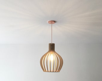 Wood Suspension Pendant Light | Wooden ceiling fixture | Lampshade Active