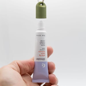 Glossier Brand Keychain Cap (key ring included) -  Chapstick and Lip Balm Keychain Holder