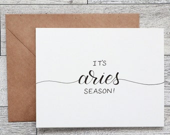 It's Aries Season Handmade Astrology Birthday Card, Zodiac Greeting Card for March and April Birthday