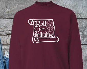 Roll For Initiative Sweatshirt, Dungeons and Dragons, Dungeon Master, DnD, DnD5e, DnD Dice, RPG TTRPG, Game Night, Dragon, Unisex Sweatshirt