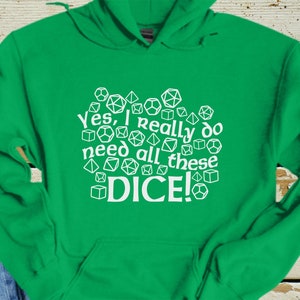All These Dice Hoodie, Dungeons and Dragons, Dungeon Master, DnD Dice, Dungeons and Dragons DM, RPG, TTRPG, DnD 5e, Unisex Hooded Sweatshirt
