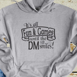 Fun and Games Hoodie, Dungeons and Dragons, DnD, Dungeon Master, DnD Dice, DnD DM, RPG, TTRPG, DnD 5e, Game NIght, Unisex Hooded Sweatshirt